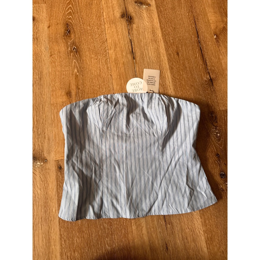 More To Come NWT Blue White Striped Strapless Tube‎ Top Corset Size S